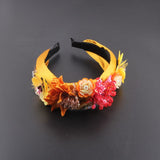 Fabric Rhinestone Tassel Sunflower Flower Exquisite Hair Accessories New European Fashion Hair Accessories 724