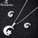 Shuangshuo Stainless Steel Butterfly Animal Jewelry Sets for Women Jewelry Mini Butterfly Necklace Earrings Cute collier Femme