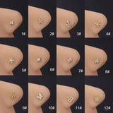 Mtcytea 1pc Surgical Steel New Nose Ring L Shape Micro-set Zircon Nose Piercing  Nose Stud Piercing Nariz Lote Prong Nose body Jewelry