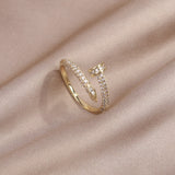 Korea New  Fashion Jewelry Exquisite 14K Real Gold Plated AAA Zircon Ring Elegant Women&#39;s Opening Adjustable Wedding Gift