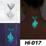 Blue Luminous Tattoo Sticker Luminous Waterproof Sexy Temporary Tattoo Chest Fake Tattoo