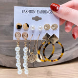 Fashion Gold Hoop Earrings Set Women Pearl Hoop Earrings Oversize Metal Circle Punk Earring Female Fashion Jewelry