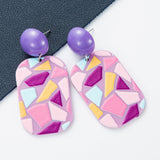 MtcyteaCreative Oil Painting Style Color Flower Earrings Niche Design Acrylic Contrast Color Earrings For Women New Trend