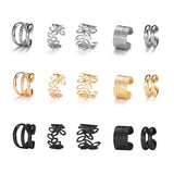 Gold Color Leaves Ear Cuff Black Non-Piercing Ear Clip Earrings for Women Men Fake Cartilage Earring Cuff Jewelry Wholesale