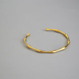 Mtcytea Stainless Steel Gold Color Bamboo Joint Bangles Trend Bracelet For Women Men Romantic Party Gift Fashion Jewelry