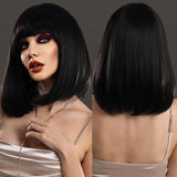 Mtcytea Short Bob Wig with Bangs Synthetic Ombre Wig for Women Natural Hair Wavy Wigs Cosplay Party Heat Resistant Hair Straight