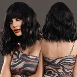 Mtcytea Short Bob Wig with Bangs Synthetic Ombre Wig for Women Natural Hair Wavy Wigs Cosplay Party Heat Resistant Hair Straight