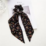 New Fashion Print Bow Scrunchies Hair Ribbon For Women Elastic Hair Band Girls Horsetail Hair Ties Hair Accessories