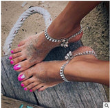 Mtcytea Anklets Barefoot For Women Leg Chain Beach Foot Jewel Bohemian Silver Color Anklet Bracelet On The Leg Fashion Heart Femal