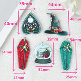 10Pcs Christmas Charms Creepy Coffin Crystal Ball Ouija Hat Ornaments Flatback Acrylic Findings for Jewelry Diy Making