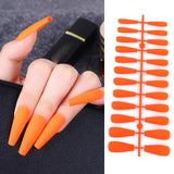 24Pcs Matte Long Ballerina False Nails Tips Colorful Coffin Full Cover Fake Nails With Glue Nail Art Decor Manicure Extension