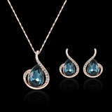 3pcs/set Jewelry Sets Women Elegant Waterdrop Rhinestone Pendant Necklace Hook Earrings Jewelry Set