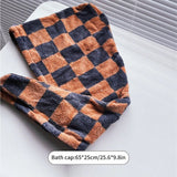 Checkerboard Plaid Bath Towel Soft Skin-Friendly Large Towels Comfortable Absorption Beach Towels Home Bathroom Towel Handtuch