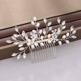 Silver Color Pearl Crystal Wedding Hair Combs Hair Accessories for Bridal Flower Headpiece Women Bride Hair ornaments Jewelry