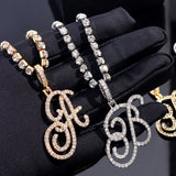 Fashion Cursive A-Z Initial Letters Zircon Anklets Bracelet For Women Bling Crystal Tennis Chain Anklet Beach Sandals Jewelry