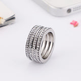 Luxurious Rings for Women Stainless Steel Jewelry Multi-Layer Splicing Zircon Fashion Female Bridal Sets Weddding Rings Gifts