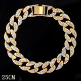 Flatfoosie Hip Hop Iced Out Chunky Cuban Chain Anklets For Women Luxury Rhinestone Link Ankle Bracelet Beach Barefoot Jewelry