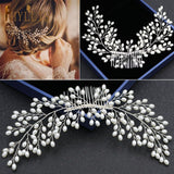 A33 Pearl Wedding Comb Head Jewelry Bride Hair Clips Floral Headpiece Crystal Women Tiaras Rhinestone Bridal Hair Accessories