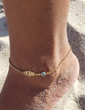 Bohemian Multi Layered Beads Ankle Bracelet for Women Leg Chain Blue Evil Eye Pendant Anklet Summer Beach Foot Jewelry