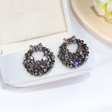 Trendy Charm Crystal Big Bowknot Earrings for Women Elegant Sparkling Black Rhinestone Stud Earring Fashion Jewelry Accessorie