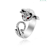 Ring for Men Women Japanese Style Cute Cat Ring Simplicity Fashion Jewelry  Gifts Blue Rhinestone Eyes Dog Rings