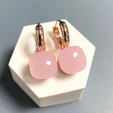 10.6mm Pomellato Nudo Earrings For Women High Quality Pink Crystal Earrings Square Candy Colors Earrings Fashion Jewelry Gift