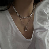 Mtcytea  New Senior Fashion Women Pendant Necklaces Fine Double Link Chain Metal Heart Party Necklace Jewelry Gift