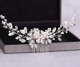 A33 Pearl Wedding Comb Head Jewelry Bride Hair Clips Floral Headpiece Crystal Women Tiaras Rhinestone Bridal Hair Accessories