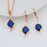 Irina Elegant Jewelry Rose Gold Color Women&#39;s/Girl&#39;s Blue Zircon Chain Necklace + Earrings Wedding Jewelry Sets Gifts