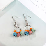 Natural Lava Stone Beads Long Earrings for Women Wholesale Beautiful Women Earrings  Silver Color Hanging Pendientes brincos