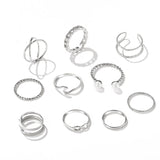 10pcs Punk Gold Color Chain Rings Set For Women Girls Fashion Irregular Finger Thin Rings Gift Female Knuckle Jewelry Party