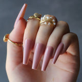 nude Super long ballet fake nails 20pcs full sets high quality salon coffin false nails