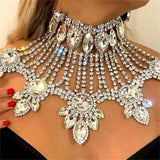 Fashion Crystal Bridal Jewelry For Women Rhinestone Geometric Choker Water Drop Chain Collars Necklaces Accessories Wholesales