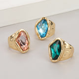 Fashion Jewelry Personalized Design Irregular Crystal Women Party Accessories Charms Elegant Finger Ring Wholesale Cheap