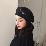 Mtcytea K97 Women Hat Beret Letter Embroidery Four Seasons Japanese British Fashion Retro  Painter Cap Wild Octagonal Hat Casual Hat