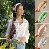 New Lace Hair Band for Women Wide Headband Bezel Girls Solid Color Hair Hoop Bandmade Elegant Hair Accessories Headwear Gifts