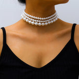 Mtcytea  Gorgeous Multilayers Imitation Pearl Choker Necklaces for Women Jewelry Irregular Pearls Pendant Wedding Necklace