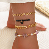 4pc/set Bohemia Shell Chain Anklet Sets For Women Sequins Ankle Bracelet On Leg Foot Trendy Summer Beach Jewelry Gift