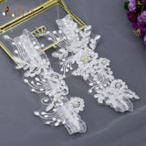 K03 2 PCS Sexy Lace Flower Crystal  Pearls Wedding Garter Belt Thigh Ring Bridal Leg Garter Stocking Garter Belt Girl Women