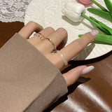 Coloful Beaded Rings Set Cute Minimalist Bead Elastic Ring Korea Geometric Jewelry for Women Creative Accessories Party Gift