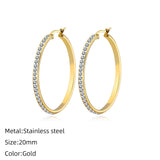 Classic Stainless Steel Ear Buckle for Women Trendy Gold Color Small Large Circle Hoop Earrings Punk Hip Hop Jewelry Accessories