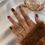 Fashion Minimalism Round Rings Set Boho Classic Geometric Twist Open Ring Joint Rings for Women Female Jewelry