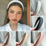 New Satin Hair Band Girls Solid Color Headband Wide Padded Hair Hoop Headwear Wholesale Fashion Hair Accessories for Women