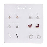 New Fashion Women 9pair/set Flower Pearl Alloy Ear Earring Cute Crystal Wedding Jewelry Gifts For Girl korean fashion