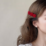 Korean Red Velvet Rose Hair Clips For Women Small Flower Hairpins Girls Elegant Hair Clip Pin Barrettes Wedding Hair Accessories