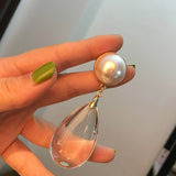 famous brand women big waterdrop dangle pearl earring jewelry