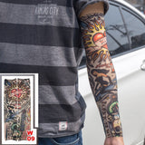 Mtcytea 1pc new 40cm tattoo sleeve color styles elastic Fake 100%nylon Arm stocking Buddha Wolf Dragon Skull design halloweend cool men