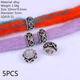 Mtcytea 5 Pcs Retro Silver Metal Hair Braid Dread Dreadlock Beard Beads Rings Tube Appro 6mm Inner Hole Jewelry 40 Style