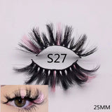 3D Mixed Color Mink Lashes Wholesale Beauty Natural Individual Eyelashes Fluffy Lash Extension mix pink blue dramatic lash