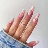 24Pcs/Set Manicure Wearable Ballerina Removable Coffin Nail With Glue Fake Nails Finished Women Girls False Nails Art Decoration